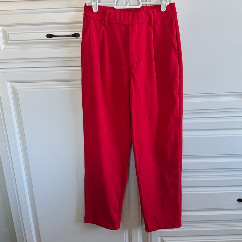 High Waisted Pocket Ankle Length Tapered Work Pants